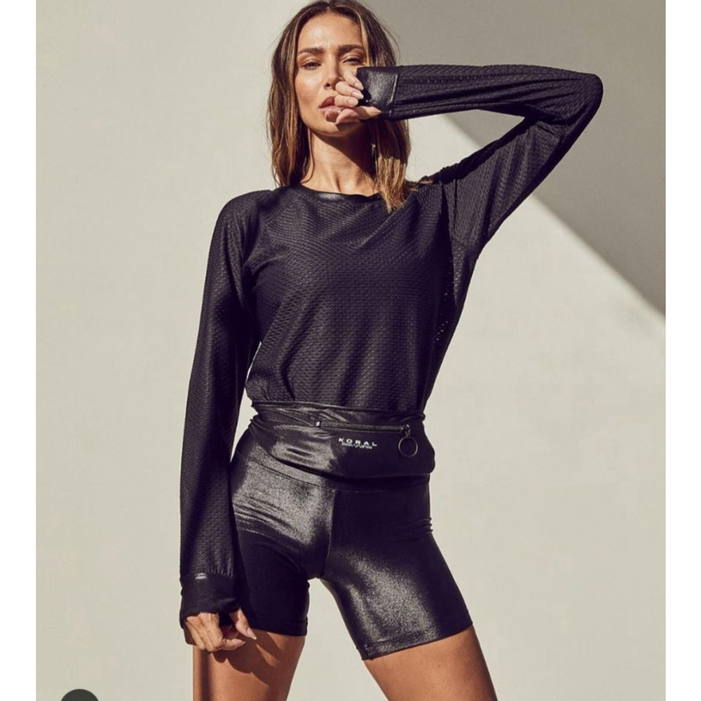 Koral - Sofia Mesh Pullover in Black Sz XS
